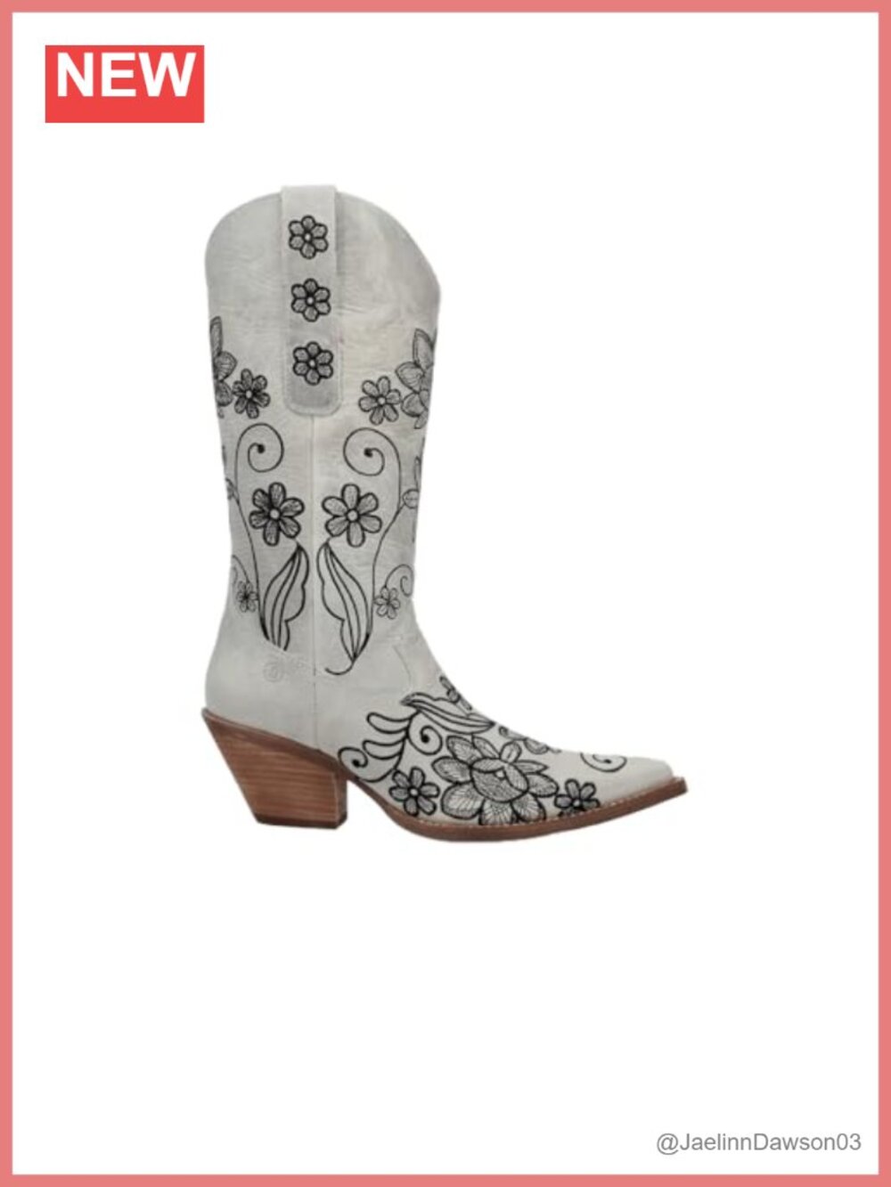 Western Leather Mid-Calf Boots Snip Toe Block Heel Pull-On